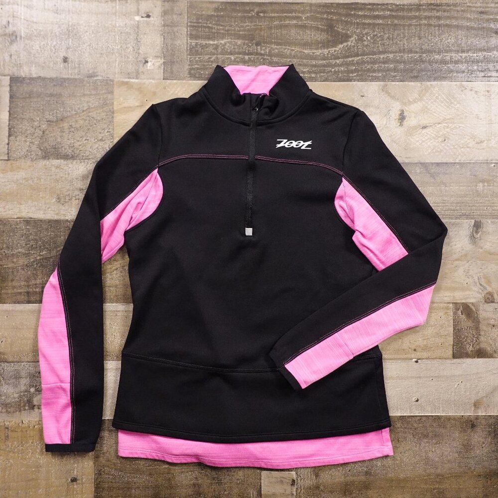 Zoot Performance Quarter-Zip Pullover Women’s Small Black Pink Running Triathlon